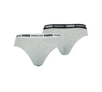 Puma Women's 2-Pack Striped Logo Mid-Rise Brazilian Briefs, Grey Melange - Size: 8/None
