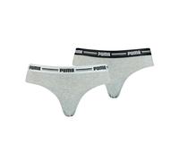 Puma Women's 2-Pack Striped Logo Mid-Rise Brazilian Briefs, Grey Melange - Size: 8/None