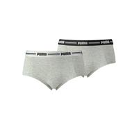 Puma 2-Pack Striped Logo Mid-Rise Mini Shorts, Grey Melange - M