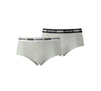 Puma Women's 2-Pack Striped Logo Mid-Rise Mini Shorts, Grey Melange - Size: S