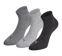 PUMA 251015 UK 12-14 Unisex Quarter Socks (3 Pair Pack) Anthrci/L Mel Grey/M Mel Grey