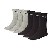 Puma Sports Socks Cush Crew (6 Pair Pack), Black/Grey, 2.5-5 UK (35-38 EU)