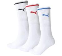 Puma 3-Pack Stripe Sports Socks, White w/ red/black/blue