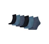 PUMA 6 Pairs Quarter Socks Blue Combo 2.5-5 (35/38)