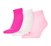 PUMA Plain Recycled Cotton Quarter Sock, Pink Lady, 2.5-5 (Pack of 3)