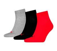 PUMA Unisex Plain Recycled Cotton Quarter Sock, Black/red, 20-62 UK