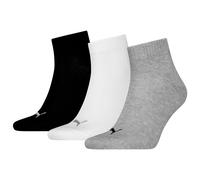 PUMA Sports Ankle Trainer Socks Unisex Quarters (3 Pair Packs) Everyday Comfort - Grey/White/Black UK 12-14