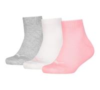 PUMA Unisex Kid's Quarter Recycled Cotton Sock, Grey/White/Black, 31-34 (Pack of 3)