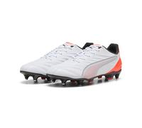 PUMA Adult King Pro MxSG Football Boots, White Silver Glowing Red Metallic, 8.5 UK
