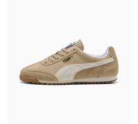 PUMA Arizona Suede Sneakers, Ice Coffee/Warm White/Gold, size 3.5