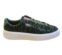 Puma Basket Platform Velvet Rope Olive Low Lace Up Womens Trainers 364092 01 - Green Leather (archived) - Size UK 4.5