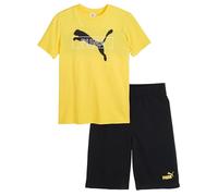 PUMA Boy's 2 Piece Set, Sleeve Cotton Jersey T-Shirt & Matching Short Clothing, Sunny Yellow, L