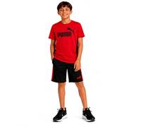 PUMA Boys' Active Shorts Set - 2-Piece Dry Fit T-Shirt and Performance Gym Shorts - Activewear Clothing Set for Boys (4-16), Red core / black, 14-16