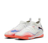 Puma Boys Kids Future 8 Match It + Mid Indoor Football Boots in Wht-Blk-Glw Red - White - Size UK 3
