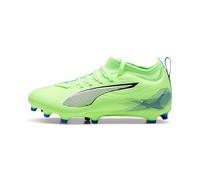 PUMA Boy's Unisex Kids Ultra 5 Match FG/AG JR Soccer Shoe, Fizzy Apple White-BLUEMAZING, 11 UK Child