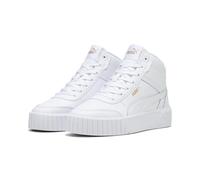 PUMA Carina MIA Mid Sneakers for Women, White with Gold, 7 UK