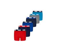 PUMA Children's Boxer Shorts, Soft Organic Cotton Stretch Underwear, Pack of 6, rot / blau, 140