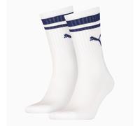 PUMA Crew Heritage Stripe Socks Unisex (2-Pack), White/Blue, size 2.5-5