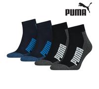 PUMA Cushioned Quarter Socks Mens Womens Cotton Logo Trainer Sport Sock 4 Pack