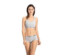 Puma Women's 2-Pack Striped Logo Mid-Rise Mini Shorts, Grey Melange - Size: XS