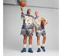 PUMA Dylan Exhibit Terry Basketball Shorts Men, Vivid Blue/AOP, size XS