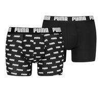 Puma Men's 2-Pack Allover Logo Boxer Briefs, Black - Black/Black - Size: S