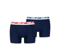 Puma Men's 2-Pack Everyday Multi Logo Boxer Briefs, Navy w/ red/blue - Black - Size: L