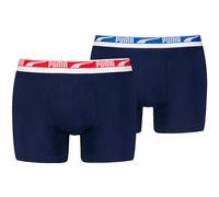 Puma Men's 2-Pack Everyday Multi Logo Boxer Briefs, Navy w/ red/blue - Black - Size: M
