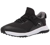 PUMA Fusion Evo Jr. Golf Shoe, Black Black, 4 US Unisex Big Kid