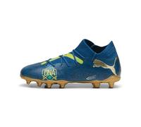 PUMA Future 7 Match BNA FG/AG JR Soccer Shoe, Sailing Blue-Marine Blue-PELÉ Yellow-Grassy Green-Gold, 2.5 UK