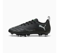PUMA Unisex Kids Future 8 Play Fg/Ag Jr Soccer Shoe, Puma Black Puma Silver Fluo Green, 3 UK
