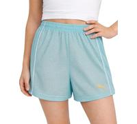 PUMA Girls Active Shorts Athletic Performance Double Mesh Running Shorts Dolphin Fitness Shorts for Girls (Size 4-16), aqua blue, 12-14