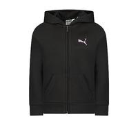 PUMA Girls' Core Zip Up Hoodie Hooded Sweatshirt, Black/White Logo, S