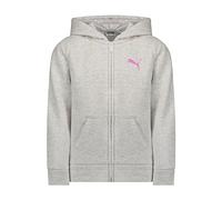 PUMA Girls' Core Logo Zip Up Hoodie Hooded Sweatshirt, White Heather, S