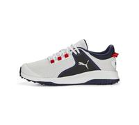 PUMA Golf Men's Fusion Grip Golf Shoe, Puma White-Puma Silver-Puma Navy, 6 UK