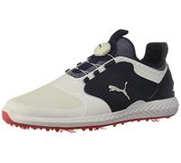 PUMA Golf Men's Ignite Pwradapt Caged Disc Golf Shoe, Puma White-Puma Silver-Peacoat, 8 UK