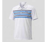 PUMA Golf Mens Polo Shirt Medium White Striped Drycell Breathable Wicking
