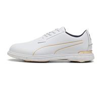 Puma Golf Mens Royale Players Golf Shoes - White/Deep Navy/Old Gold - UK 11