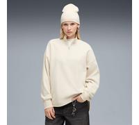 PUMA Her Oversized Half-Zip Winterized Crew Women Shirt, Alpine Snow, size Large