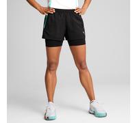 PUMA Individual 2-in-1 Padel Shorts Women, Black/Purple Glimmer/Aquatic, size XL