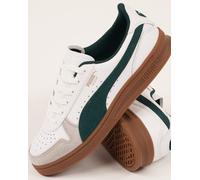 Puma Indoor Leather Trainers White/Dark Myrtle - Sneakers, Retro 80s Classics