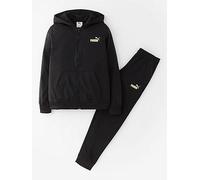 Puma Junior Boys Hooded Full-Zip Poly Suit B, Black, Size 15-16 Years Black