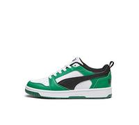 Puma Junior Unisex Rebound V6 Low Trainers, White/Green, Size 5.5 Older White/Green