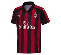 Puma Childrens Unisex AC Milan Short Sleeve Collared Black/Red Kids Football Home Shirt 754421 06 - Size 7-8Y