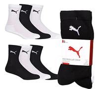 PUMA Kids Crew Junior Socks (6 Pair Pack) black/white, 9-11.5