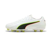 PUMA Unisex King 20 Match Firm Ground/Artifical Ground Football Boots, PUMA White-Glowing Red-Yellow Alert, 8.5 UK