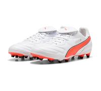 PUMA Unisex King LIGA FG/AG Soccer Shoe, White-Glowing RED Black, 9 UK