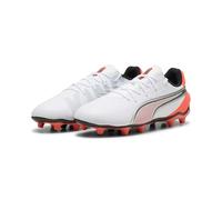 PUMA King Match FG/AG JR Soccer Shoe, White-Glowing RED Black Silver, 13 UK