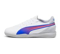 PUMA King Match IT JR Soccer Shoe, White-BLUEMAZING-Flat Light Gray, 1.5 UK
