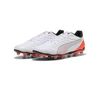 PUMA Unisex King PRO FG/AG Soccer Shoe, White Silver-Glowing RED, 9.5 UK